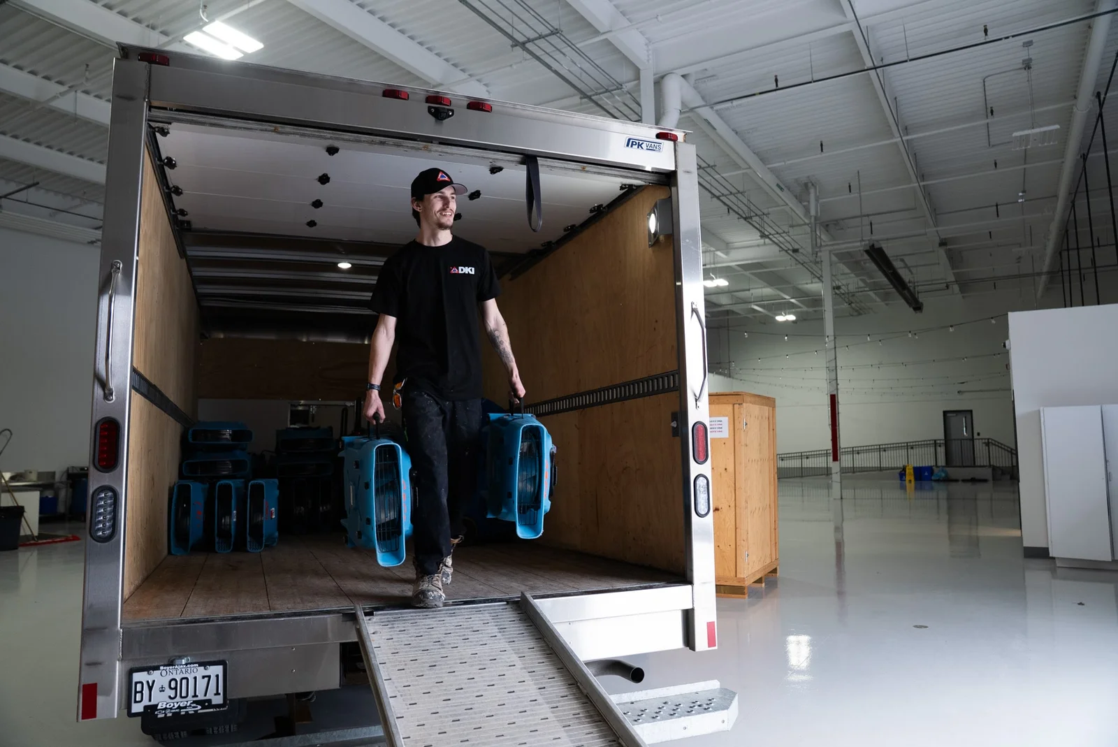 Flooded basement with standing water awaiting professional extraction and structural drying
